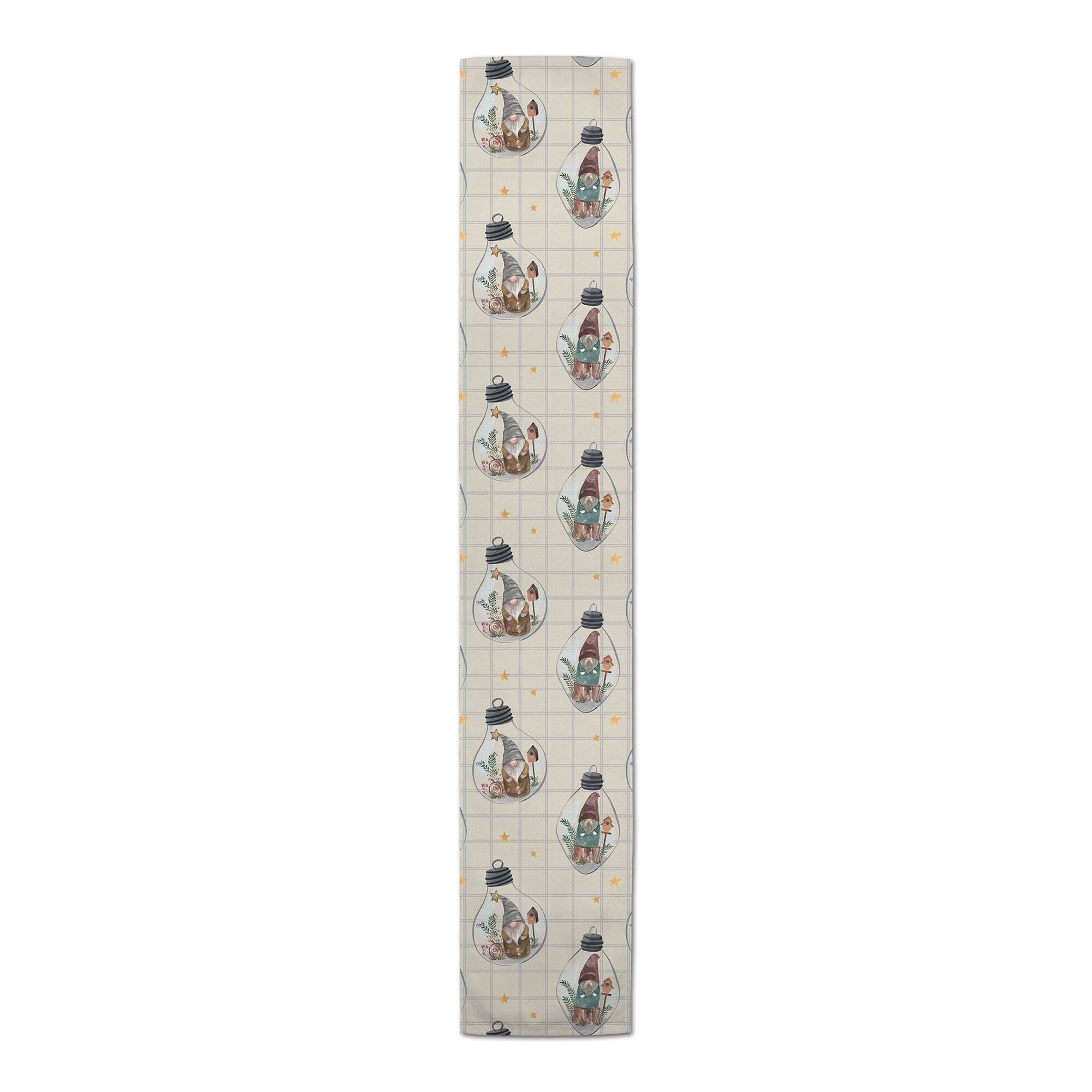 72" & Check Gnome Globe Pattern Cotton Twill Runner